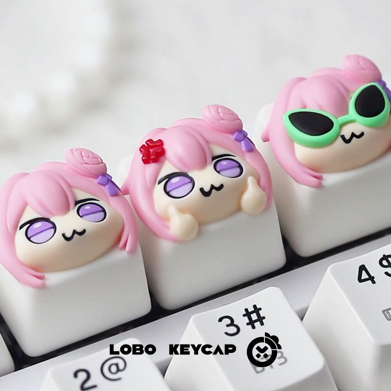 Gaming Console With Keyboard - Cute Pink Hair Anime Girl Resin